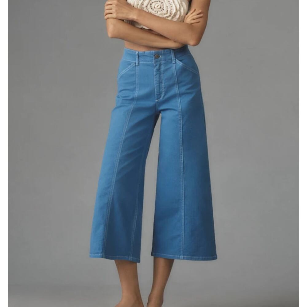 Anthropologie X Maeve The Delaney Crop Clean-Seamed High-Rise Wide-Leg Jeans 29